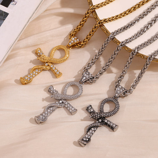 Mystical Totem Snake Shadow Cross Necklace Collection