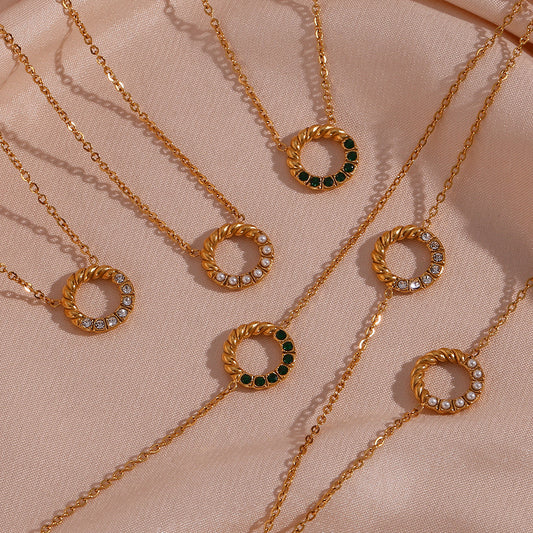 Radiant Emerald Elegance · Golden Chain Harmony Pendant Necklace Collection