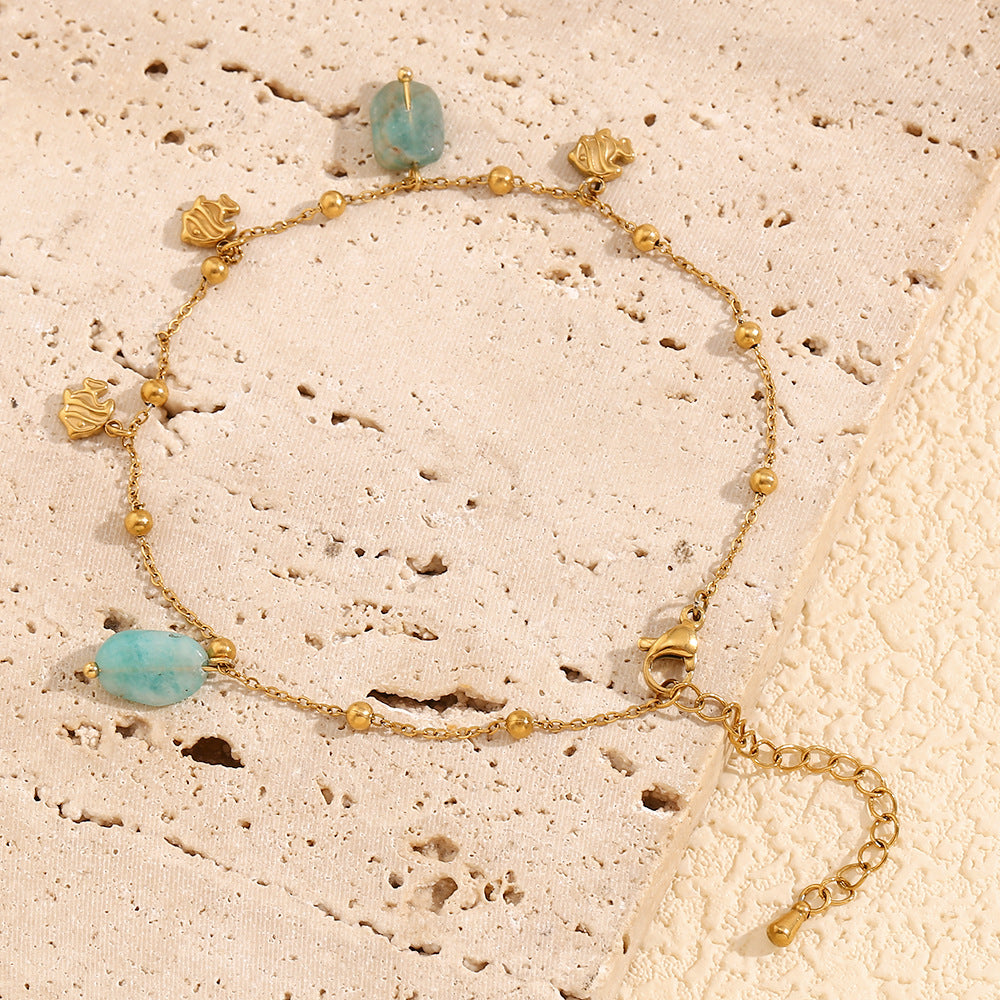 Oceanic Charm & Stone Delight · Golden Chain Fish Spirit Bracelet