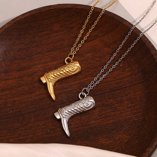 Western Cowboy Boot Pendant Necklace