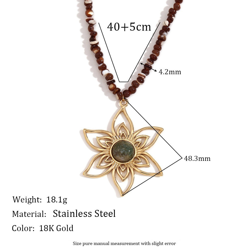 Flower Rhyme Jade Shadow Pendant Necklace