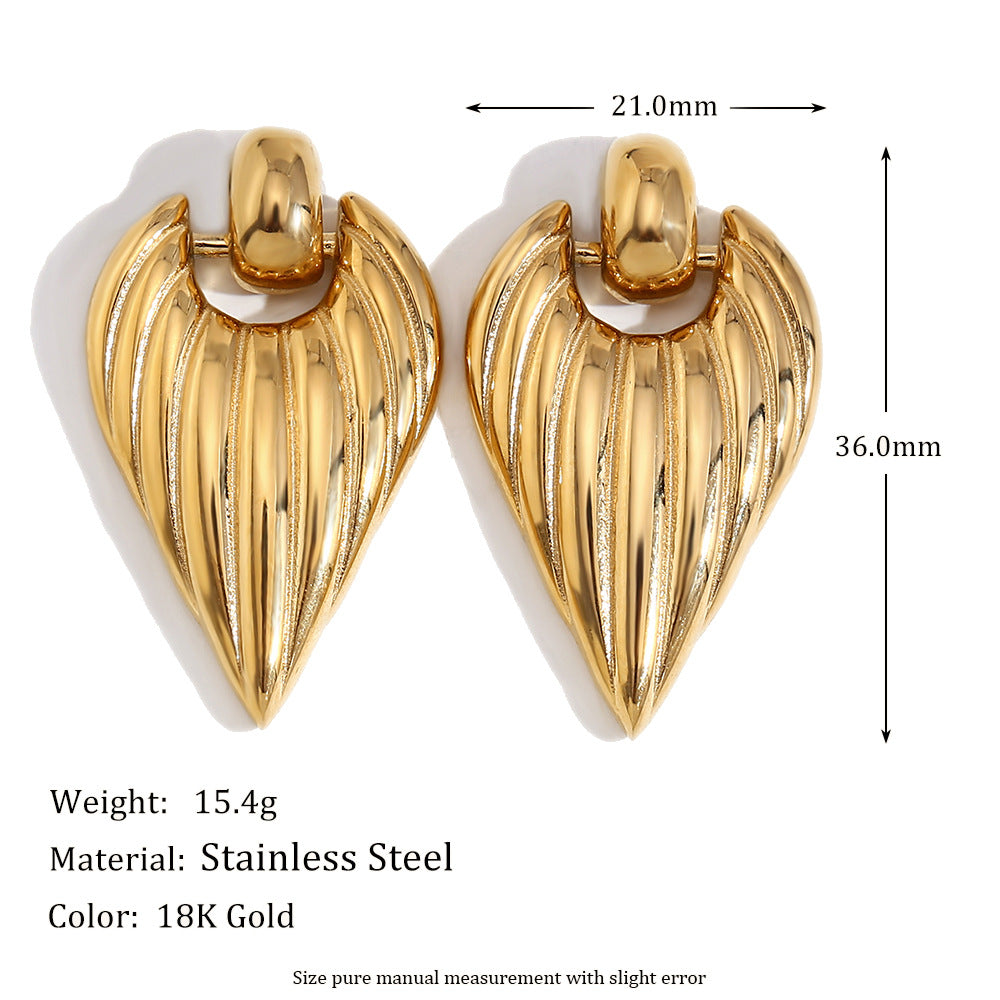 Winged Leaf Luminous Golden Feather Earrings