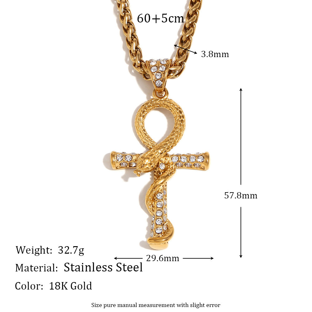 Mystical Totem Snake Shadow Cross Necklace Collection