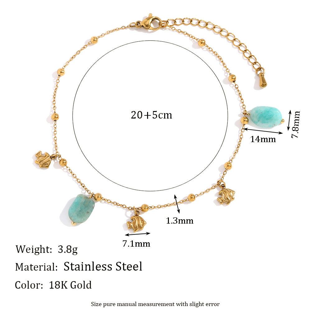 Oceanic Charm & Stone Delight · Golden Chain Fish Spirit Bracelet