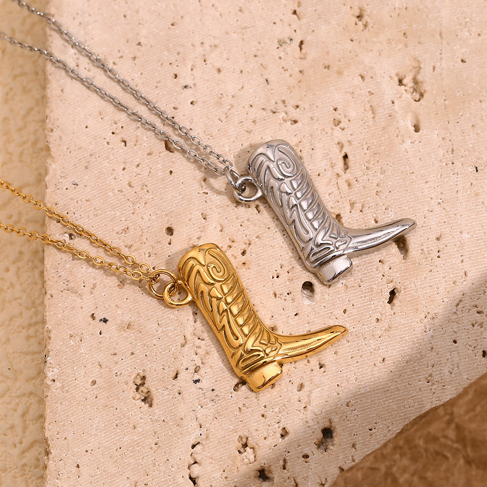 Western Cowboy Boot Pendant Necklace