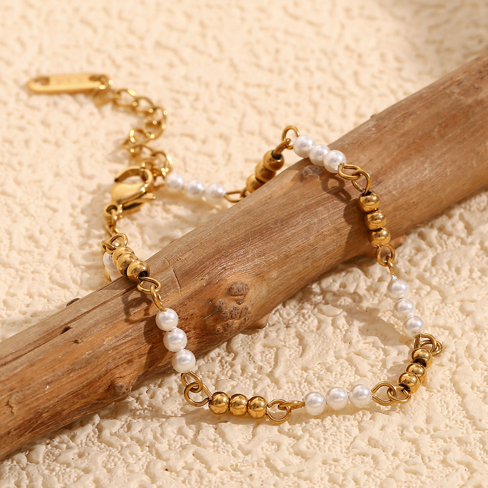 Sparkling Pearl Gold Bracelet