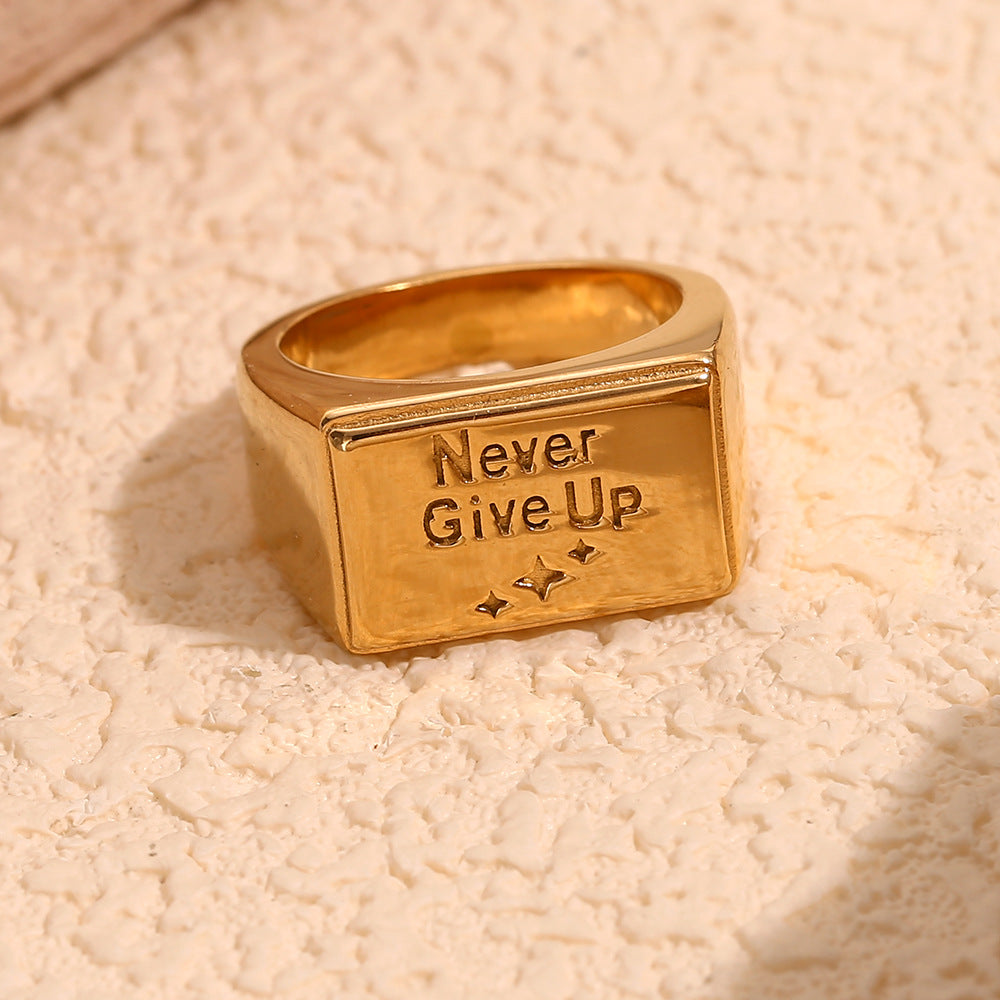 “never give up” Rings