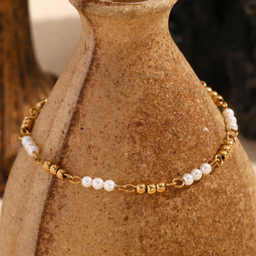 Sparkling Pearl Gold Bracelet