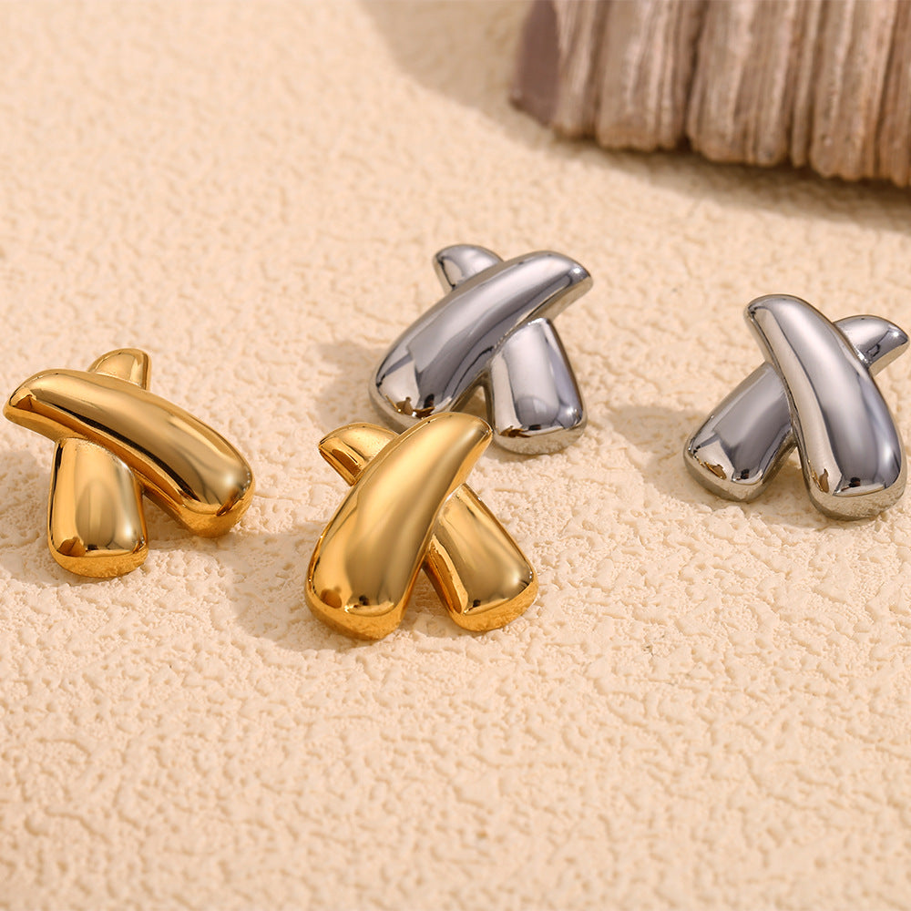 X-Shaped Golden Radiance Earrings