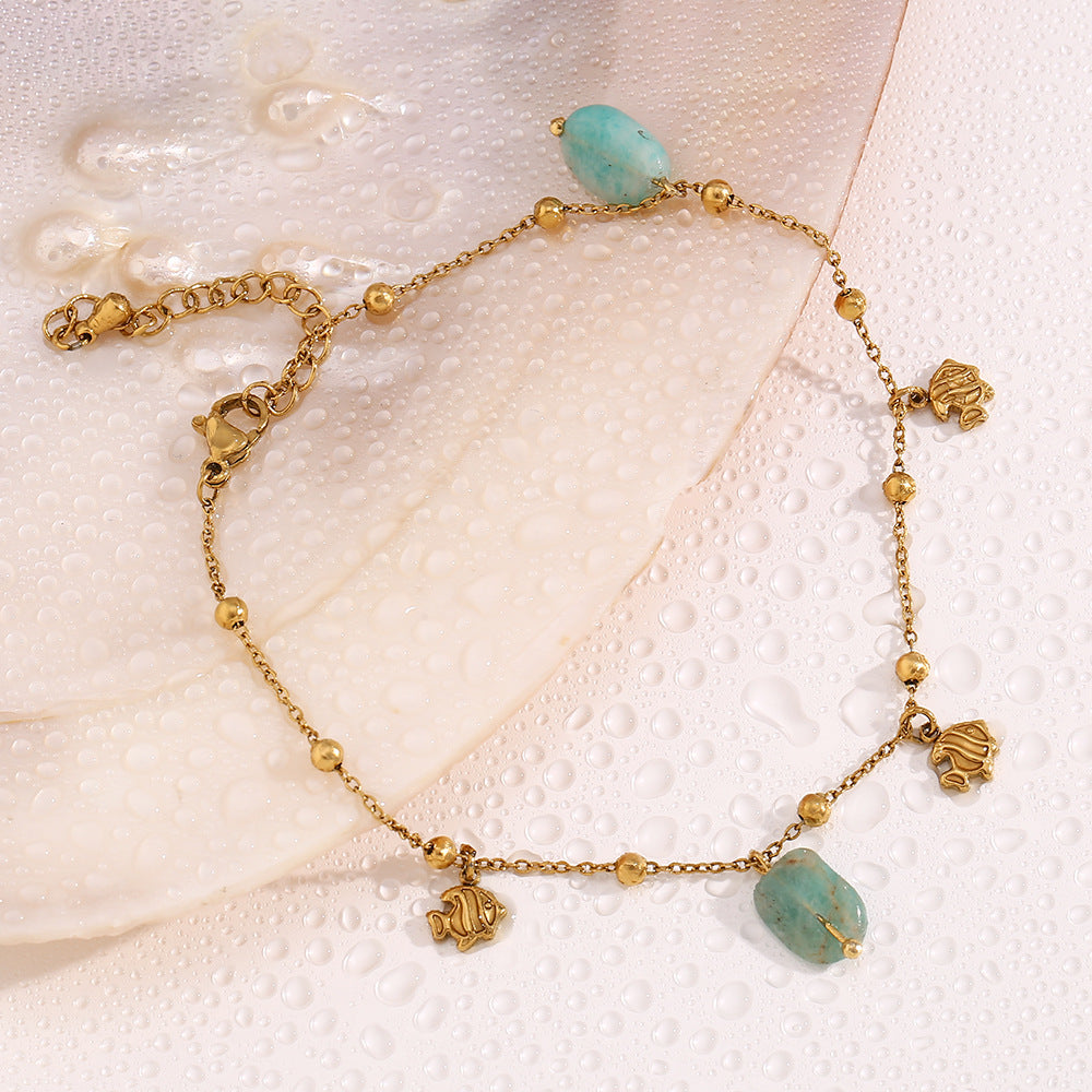 Oceanic Charm & Stone Delight · Golden Chain Fish Spirit Bracelet