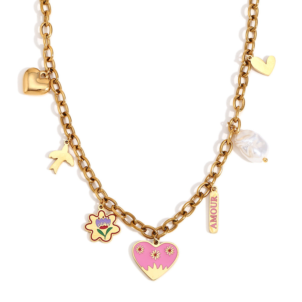 Pink Heart Pendant Necklace