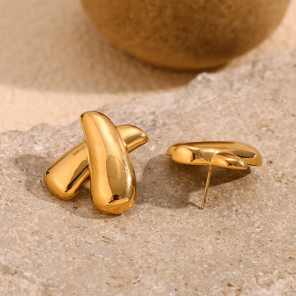 X-Shaped Golden Radiance Earrings