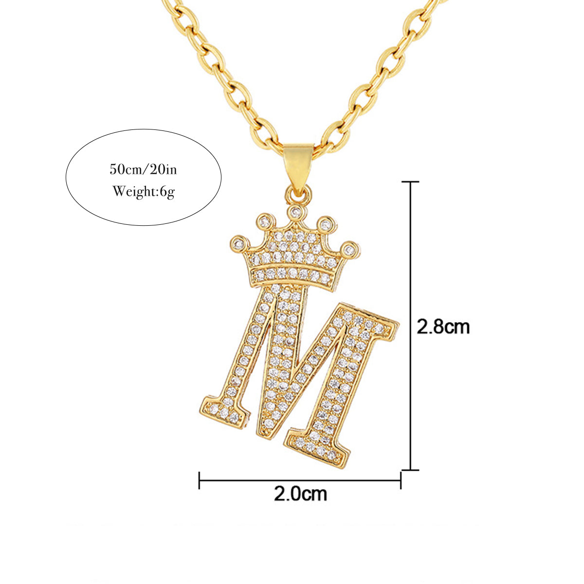 A-Z Fashion Crown Pendant Necklace