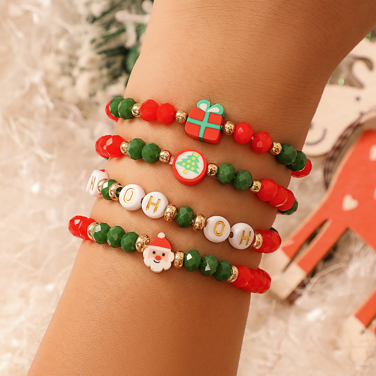 Christmas gift alphabet and pentagram bracelet set Ⅳ