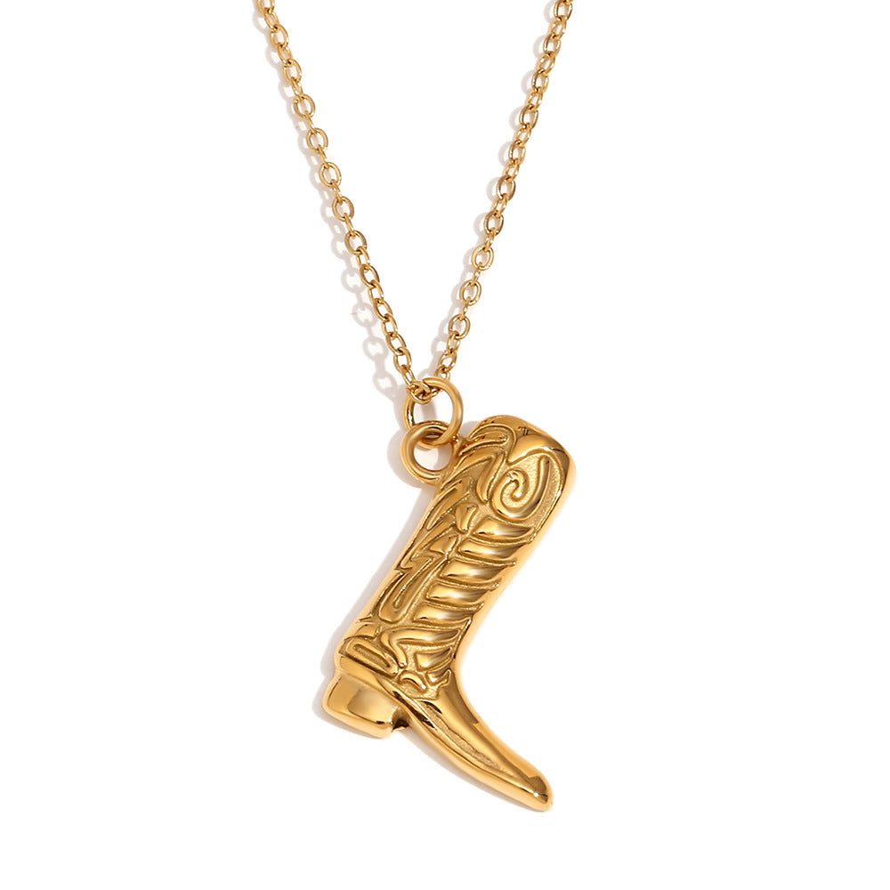 Western Cowboy Boot Pendant Necklace