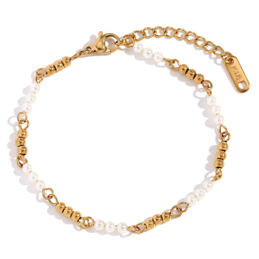 Sparkling Pearl Gold Bracelet