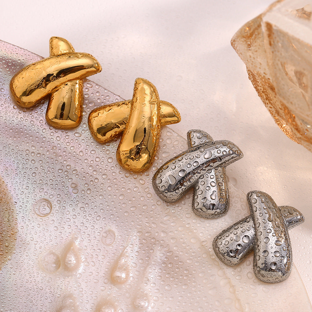 X-Shaped Golden Radiance Earrings