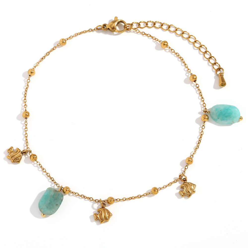 Oceanic Charm & Stone Delight · Golden Chain Fish Spirit Bracelet