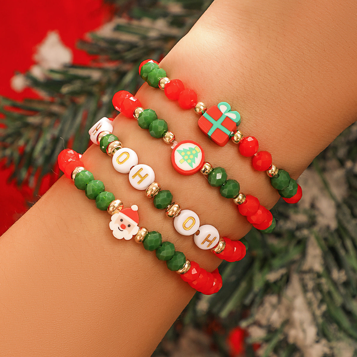 Christmas gift alphabet and pentagram bracelet set Ⅳ