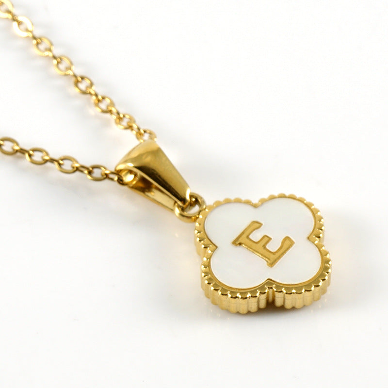 Four-leaf clover letter pendant necklace