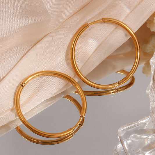 Intertwined Golden Ring Earrings