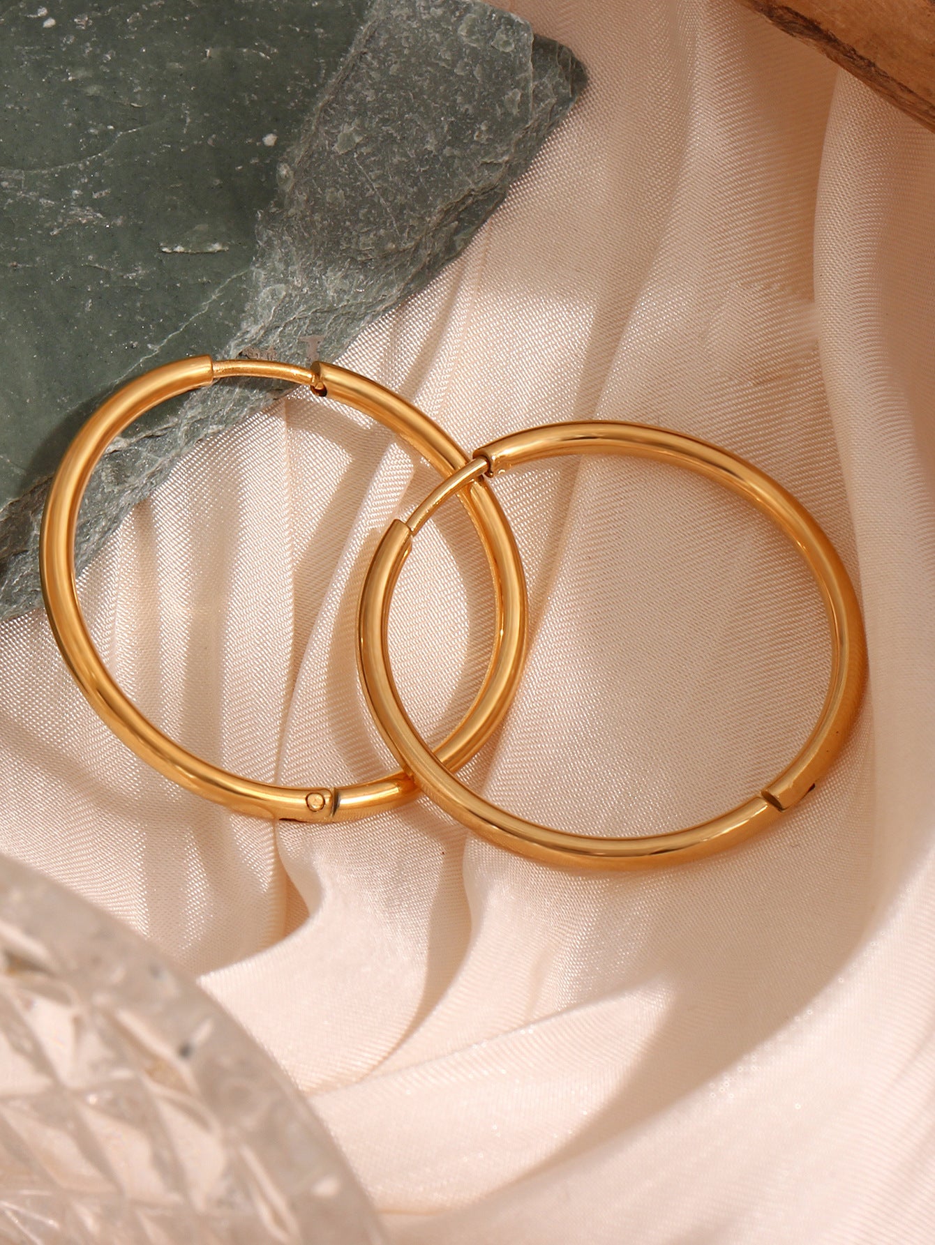 Intertwined Golden Ring Earrings