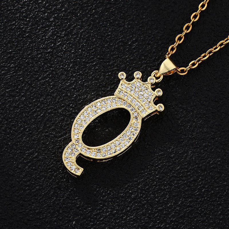 A-Z Fashion Crown Pendant Necklace