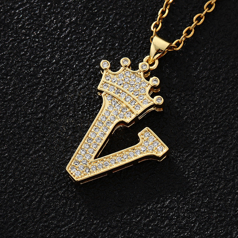 A-Z Fashion Crown Pendant Necklace