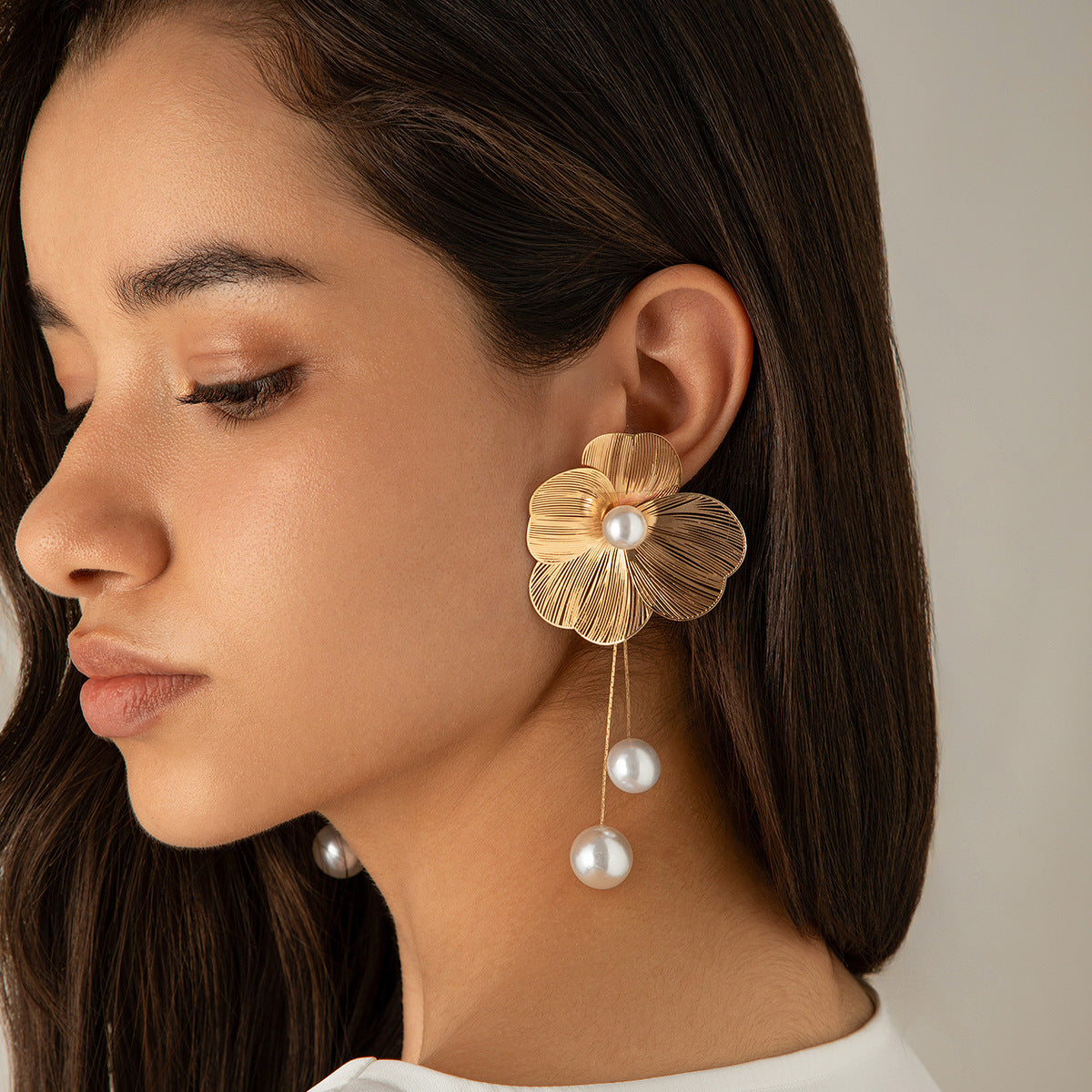 Blooming Golden Petals·Pearl Blossom Earrings