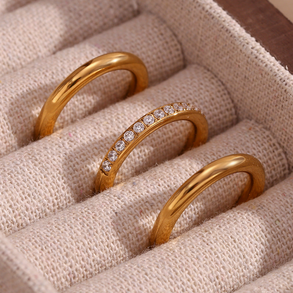 Golden Diamond Crown Classic Trio ring set