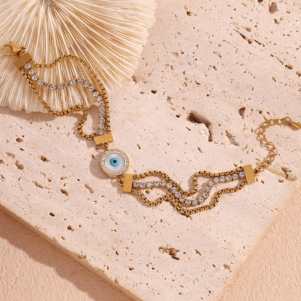 Blue eyes bright gold chain dream bracelet