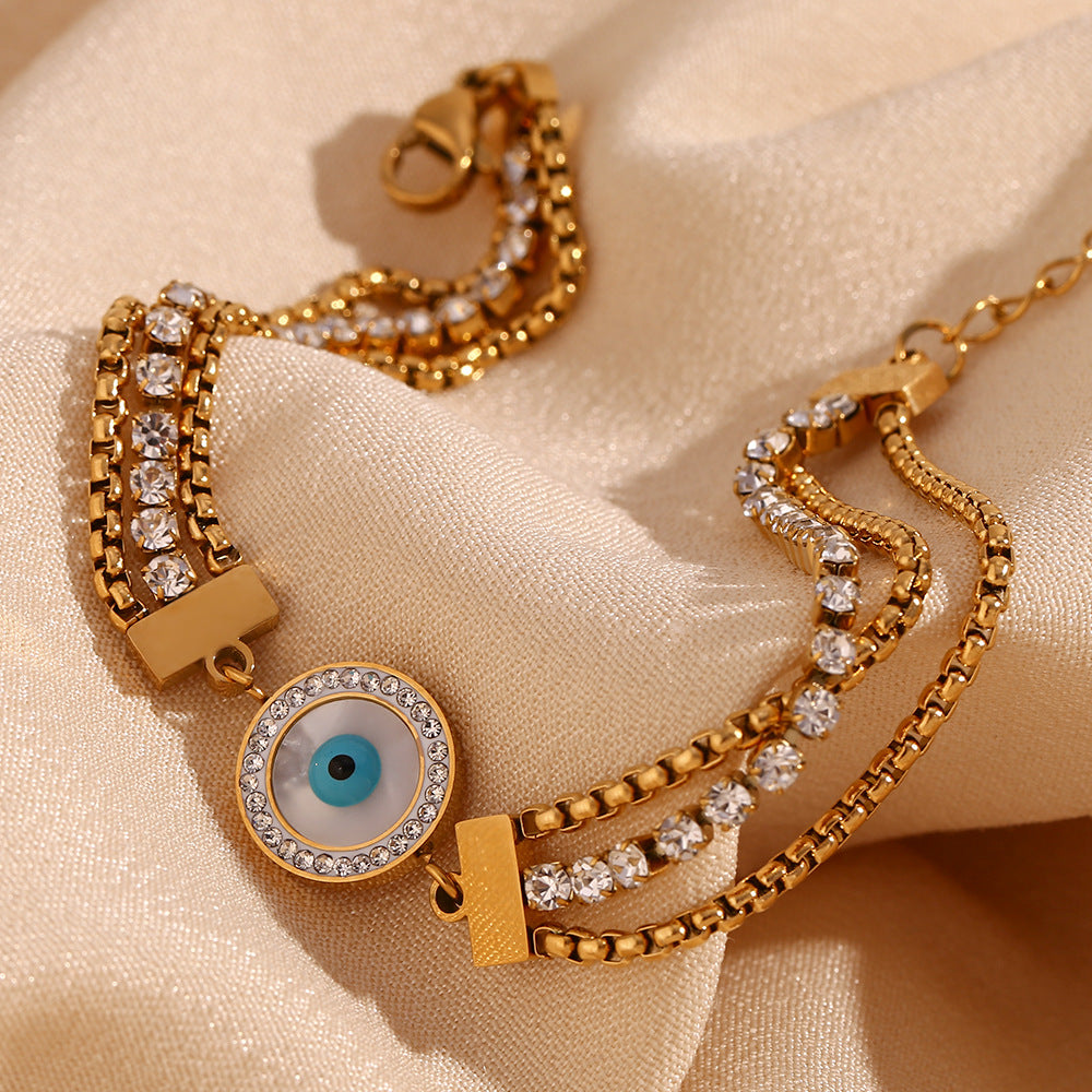 Blue eyes bright gold chain dream bracelet