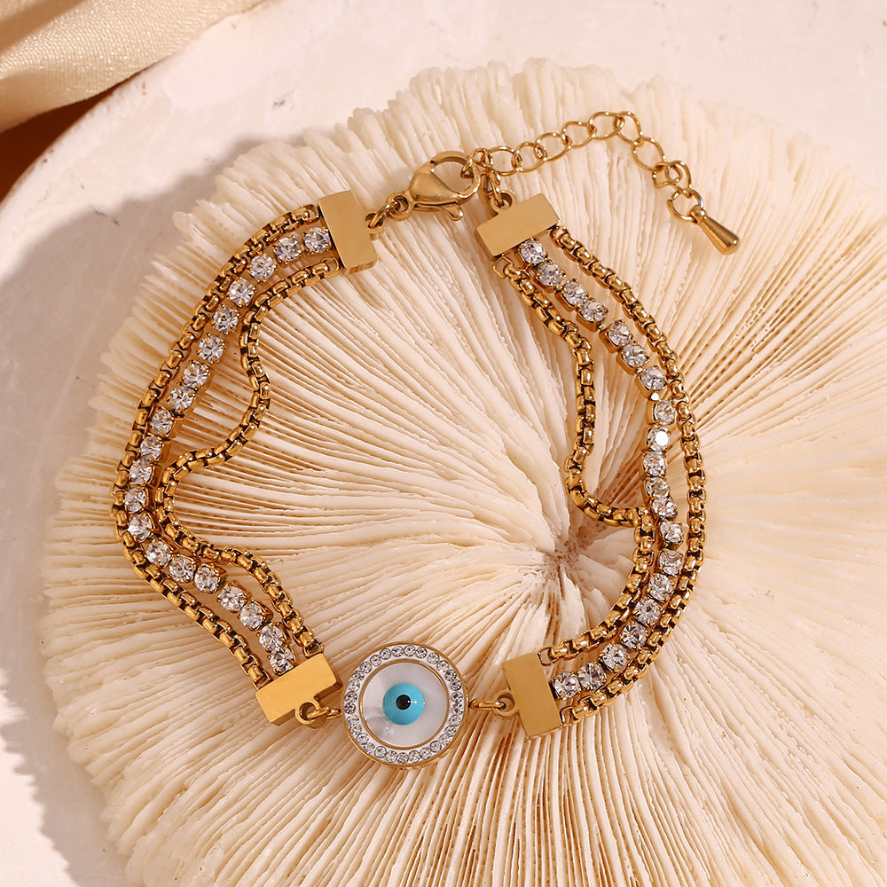 Blue eyes bright gold chain dream bracelet