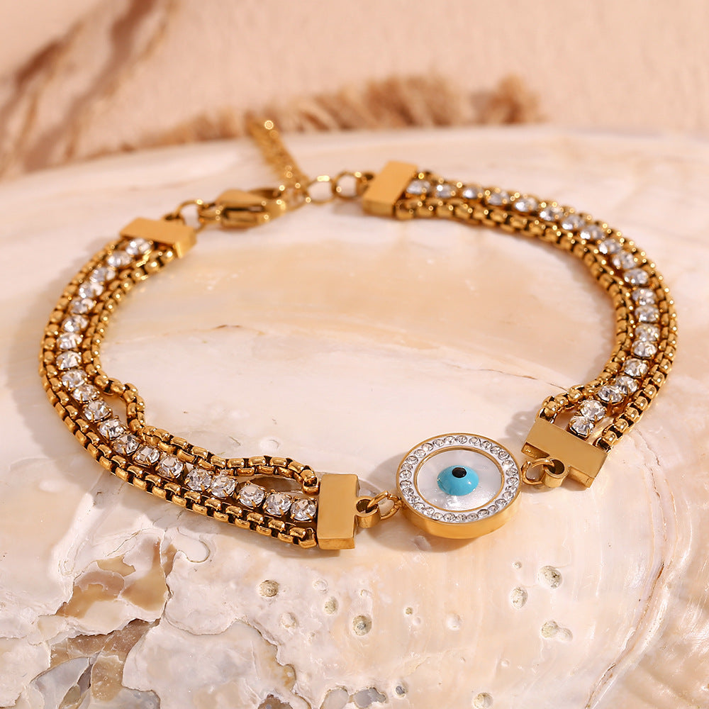 Blue eyes bright gold chain dream bracelet