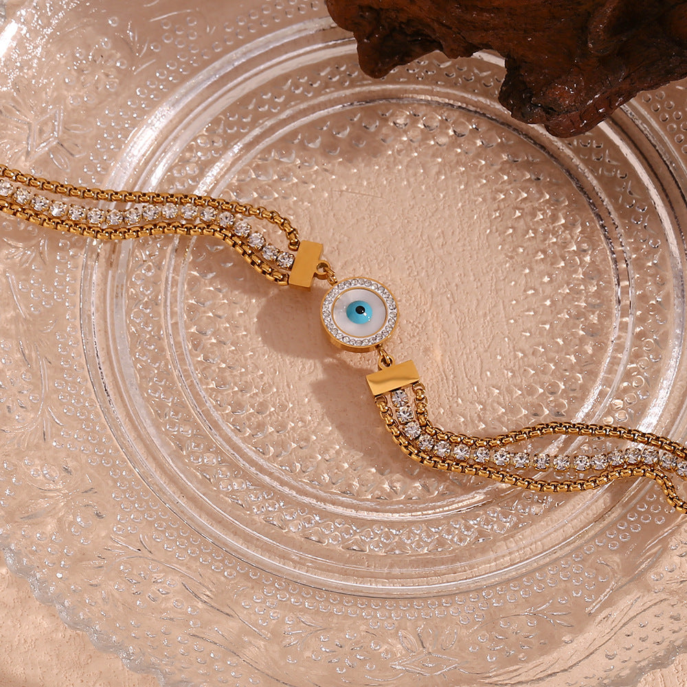 Blue eyes bright gold chain dream bracelet