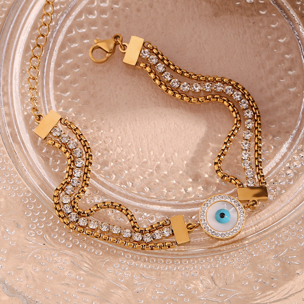 Blue eyes bright gold chain dream bracelet