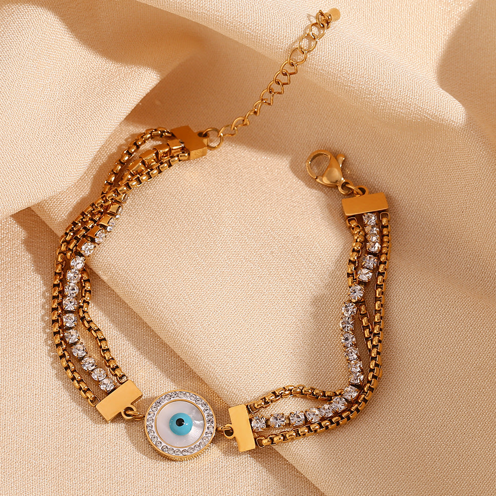 Blue eyes bright gold chain dream bracelet