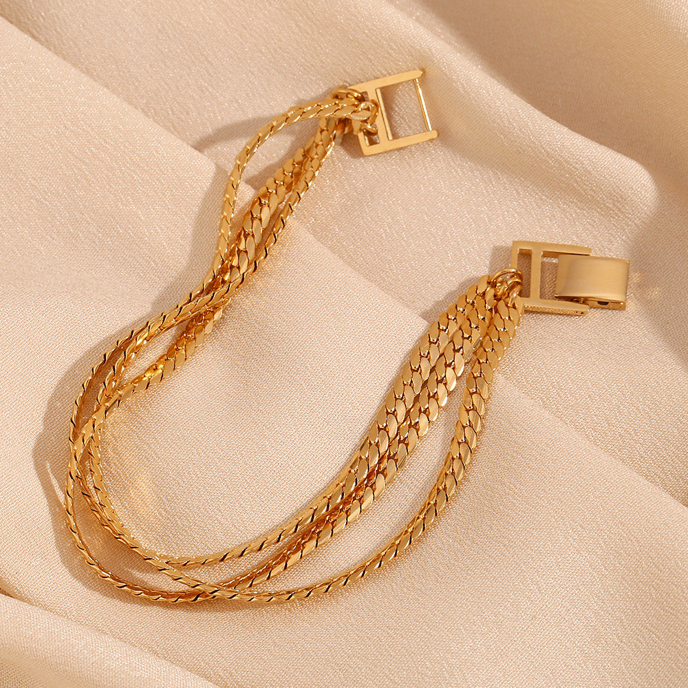 Jinhui chain rhyme · Square buckle elegant decorative bracelet, three layers of encrypted NK chain