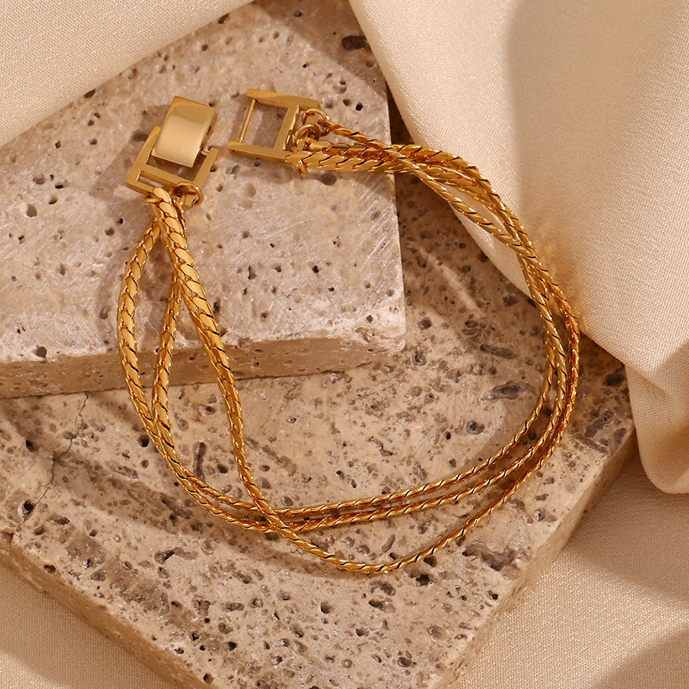 Jinhui chain rhyme · Square buckle elegant decorative bracelet, three layers of encrypted NK chain