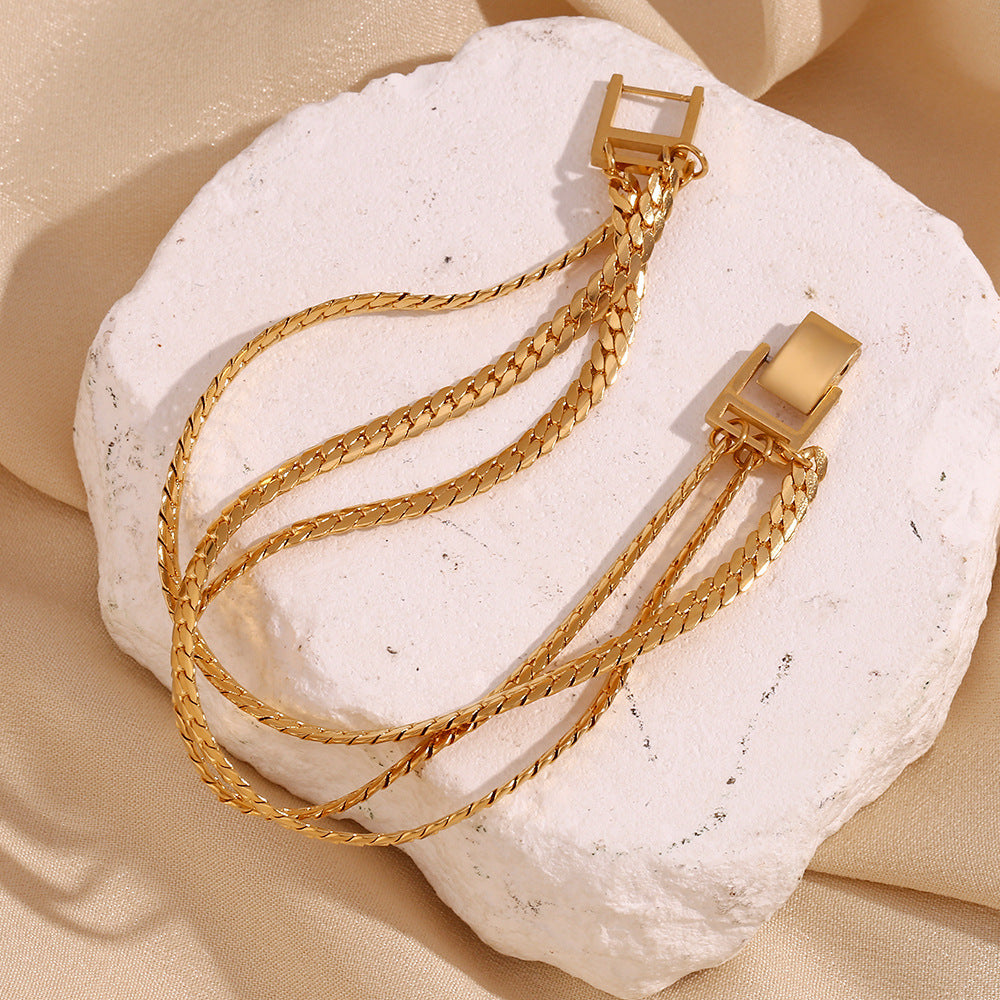 Jinhui chain rhyme · Square buckle elegant decorative bracelet, three layers of encrypted NK chain