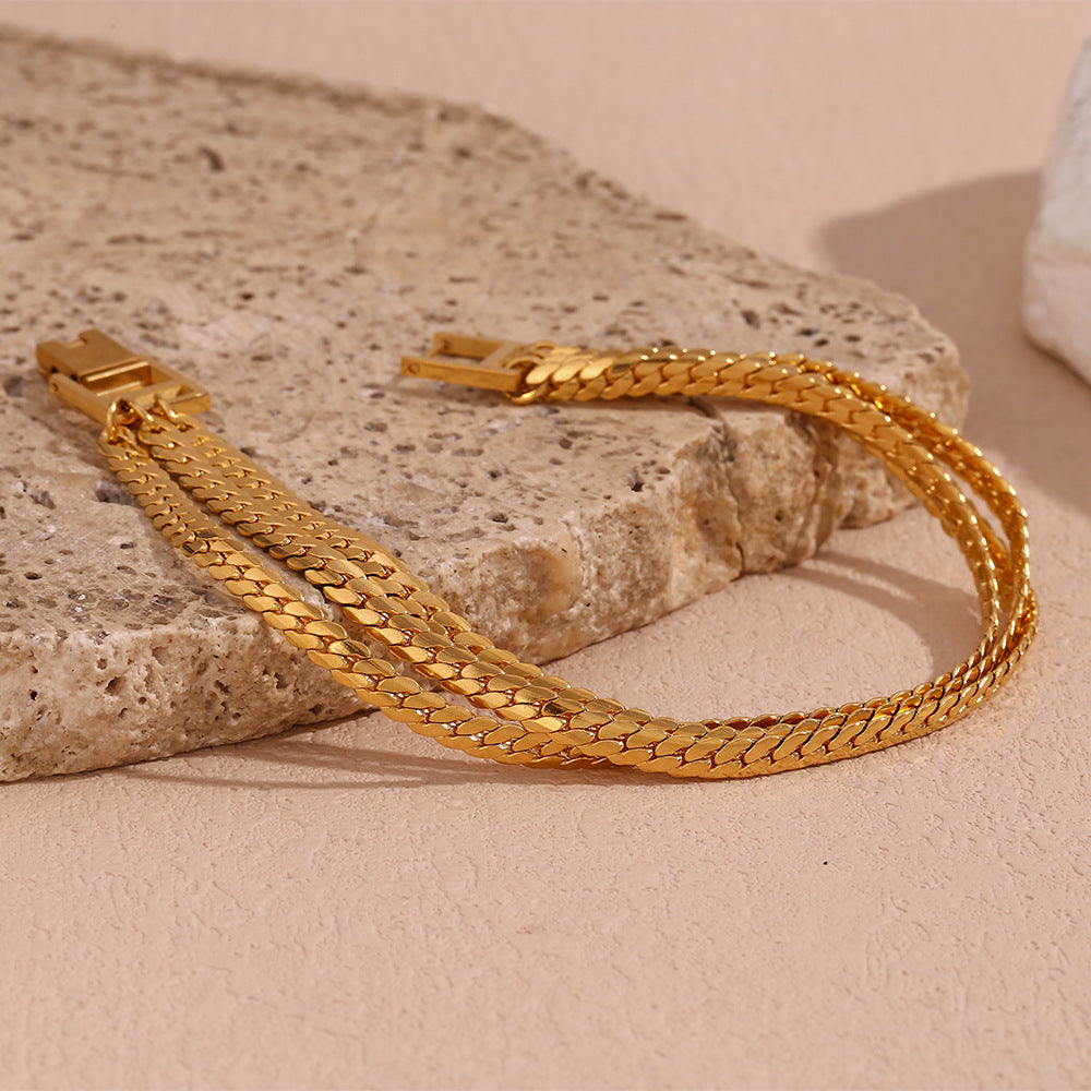 Jinhui chain rhyme · Square buckle elegant decorative bracelet, three layers of encrypted NK chain