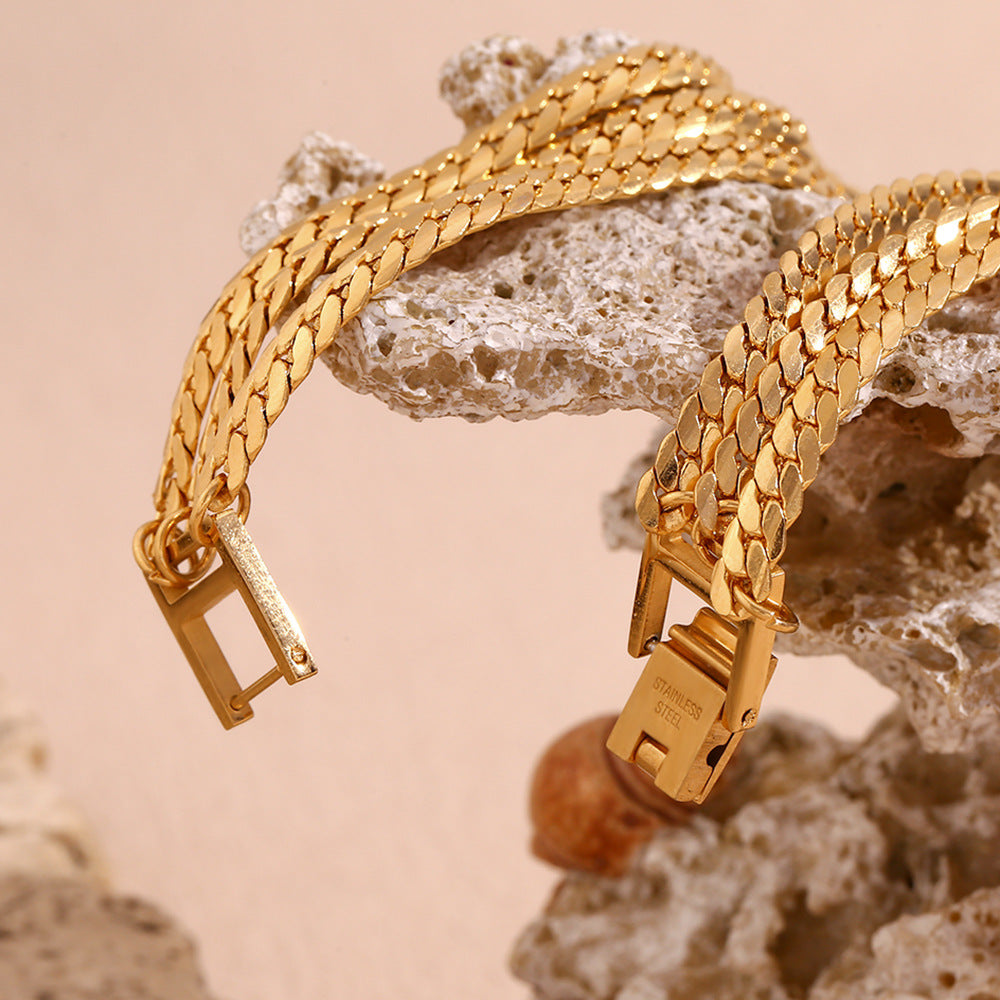 Jinhui chain rhyme · Square buckle elegant decorative bracelet, three layers of encrypted NK chain