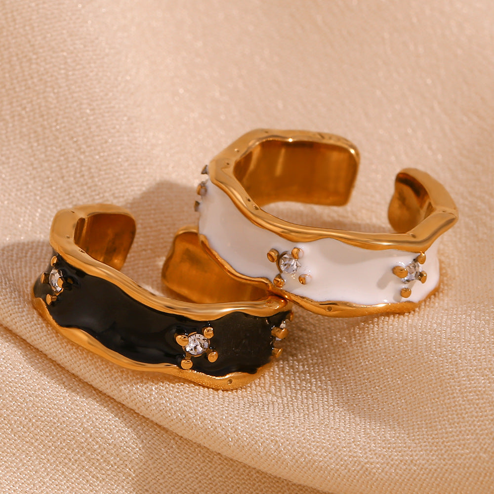 Star Heart Ring series, stainless steel plated 18K gold