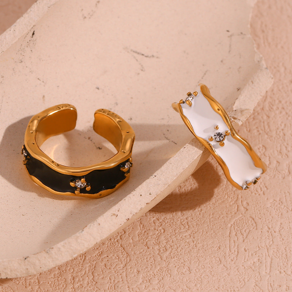 Star Heart Ring series, stainless steel plated 18K gold