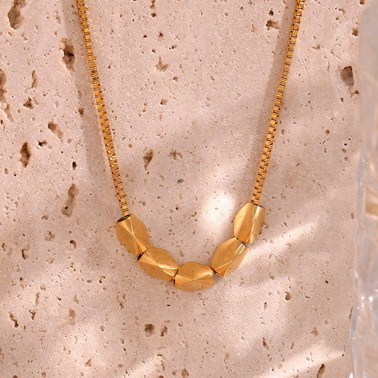 Gold rhyme runny necklace, titanium steel plated 18K cut