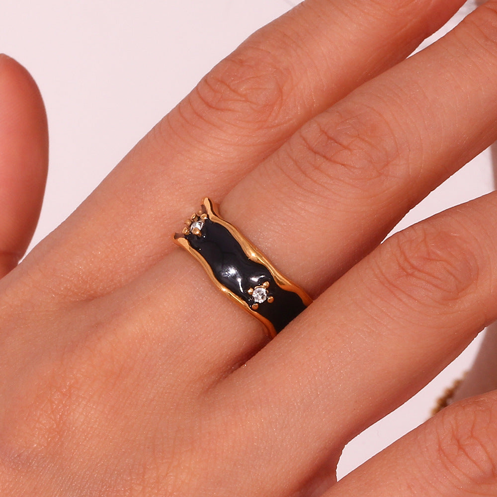 Star Heart Ring series, stainless steel plated 18K gold