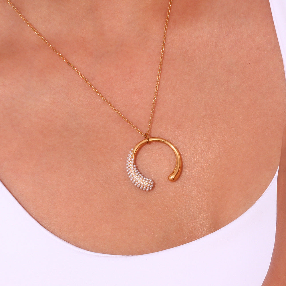 Bead edge gradually luxurious semicircle necklace