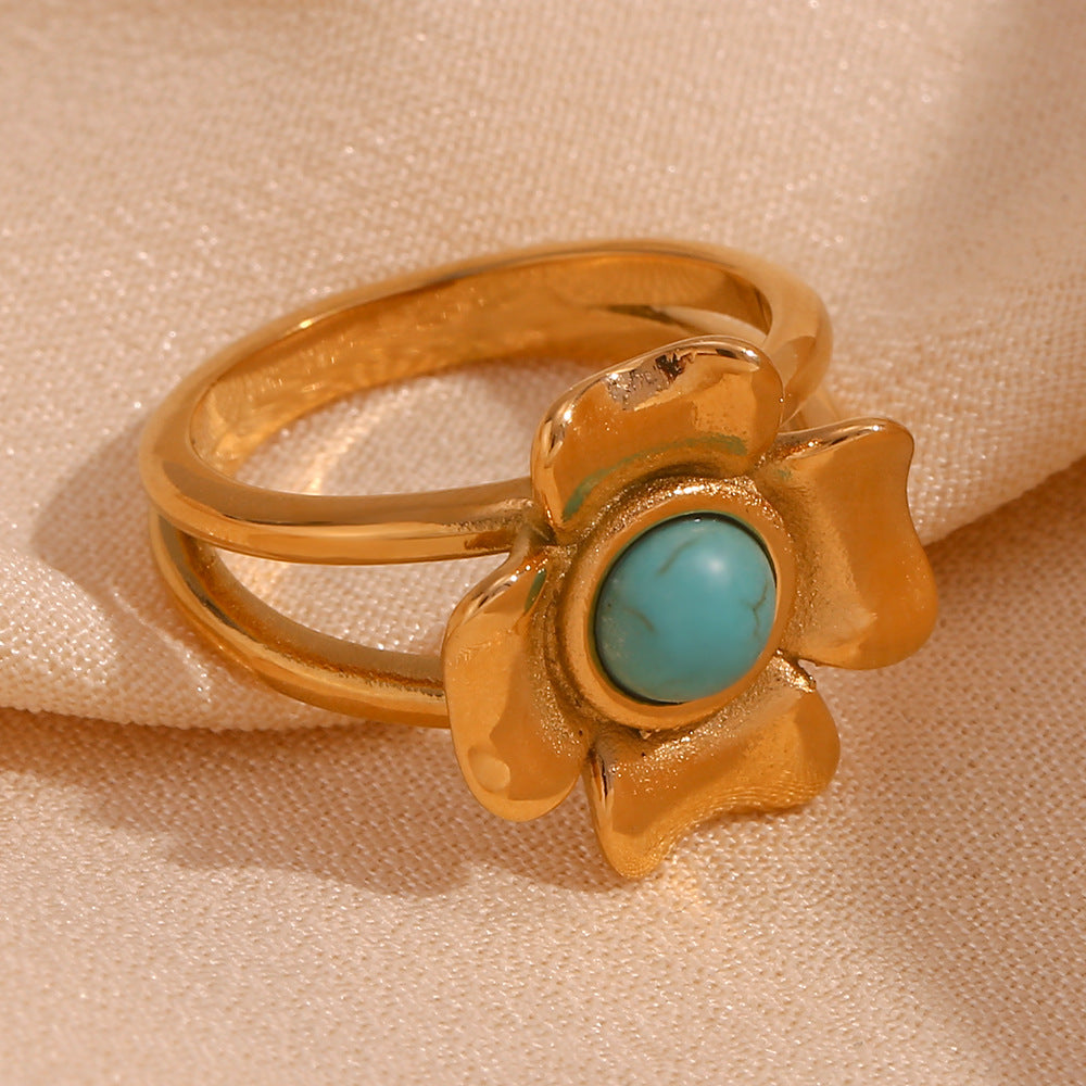 Vintage flower rhyme Sky Stone dream series ring