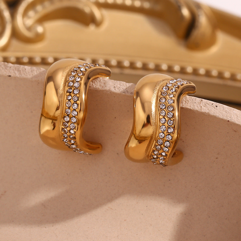 Bright Wave · Semi-zirconium C ring earrings