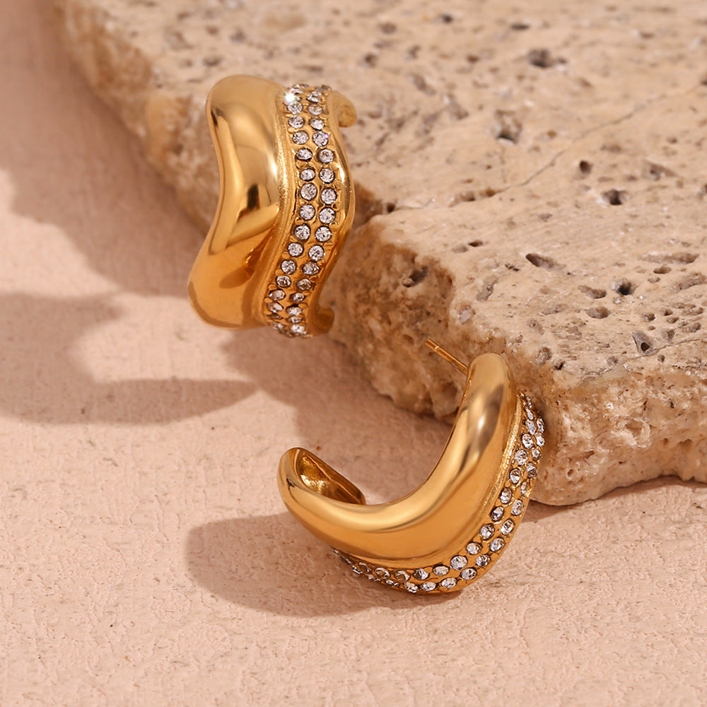 Bright Wave · Semi-zirconium C ring earrings